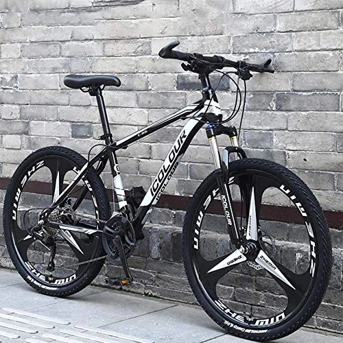 Bicicletas de montaña : DULPLAY 26 Pulgadas 30 Velocidad Aluminio Ligero Bicicleta De Montaña, Adulto Bicicleta De Montaña, Rígida Mountain Bike con Suspensión Delantera Negro-Blanco 26", 30-Velocidad