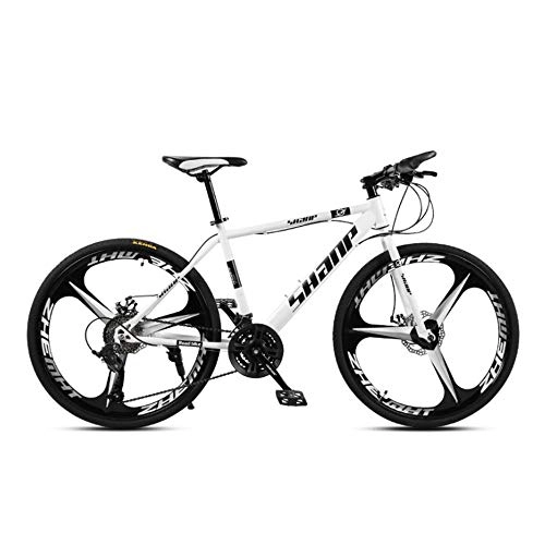 Bicicletas de montaña : EAHKGmh 26 Pulgadas Marco de Acero Montaa Velocidad de la Bici de 3 Ruedas de radios de Doble suspensin Plegable Bicicletas for Adultos Adolescentes (Color : White, Size : 24 Speed)
