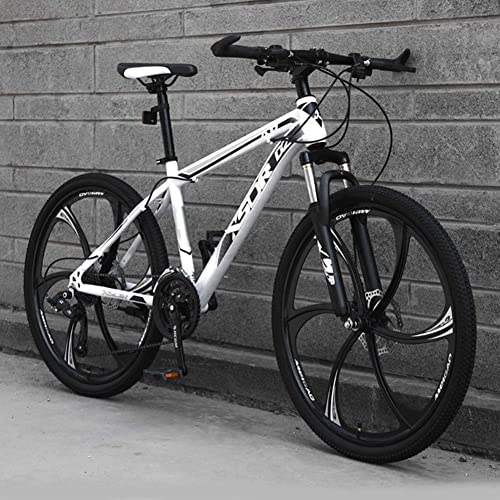 Bicicletas de montaña : Elegante Bicicleta De Montaña De 21 / 24 / 27 Velocidades para Adultos, Ruedas De 26 Pulgadas, Freno De Disco Ligero De Acero Al Carbono, Blanco, 24speed