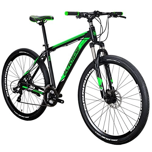 Bicicletas de montaña : Eurobike Bicicleta de montaña X9 Bicicleta 29 pulgadas 21 velocidades de doble disco de freno radios bicicleta (verde)