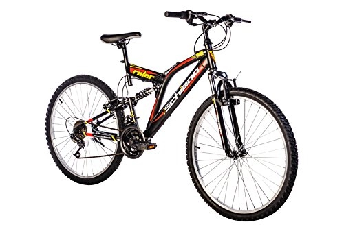 Bicicletas de montaña : F.lli Schiano Rider Shimano Bicicleta Biamortiguada 18V, Hombre, Negro / Rojo, 24