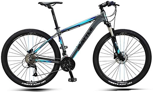 Bicicletas de montaña : FANLIU 27, 5 pulgadas de bicicletas de montaña, bicicletas for adultos Rgidas Mountain Men, Marco de doble freno de disco de aluminio de bicicletas de montaña, asiento ajustable, Azul, 27 de velocidad