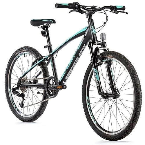 Bicicletas de montaña : Fox Spider Boy - Bicicleta de montaña (24 pulgadas, aluminio, 8 velocidades, S-Ride), color negro y turquesa