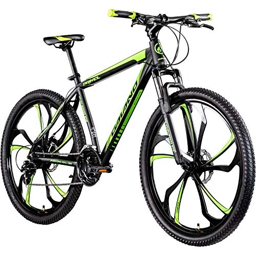 Bicicletas de montaña : Galano 650B MTB Hardtail Bicicleta de montaña 27, 5 pulgadas Primal Bicicleta de montaña (negro / verde, 48 cm)