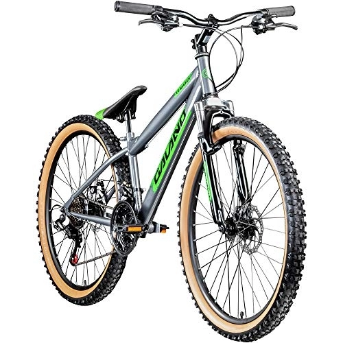 Bicicletas de montaña : Galano Dirtbike MTB G600 - Bicicleta de montaña de 26 pulgadas, 18 velocidades, color gris y verde, 33 cm