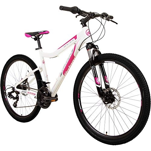 Bicicletas de montaña : Galano GX-26 - Bicicleta de montaña para mujer y niño de 26 pulgadas (blanco / rosa, 38 cm)