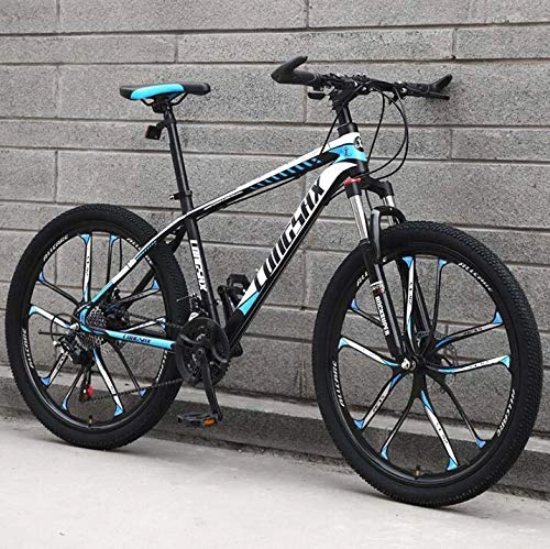 Bicicletas de montaña : GASLIKE Bicicletas de montaña, Cuadro de Acero Ligero de Alto Carbono con Marco MBT Bicicleta con Horquilla Delantera amortiguadora y Doble Freno de Disco, D, 24 Inch 27 Speed
