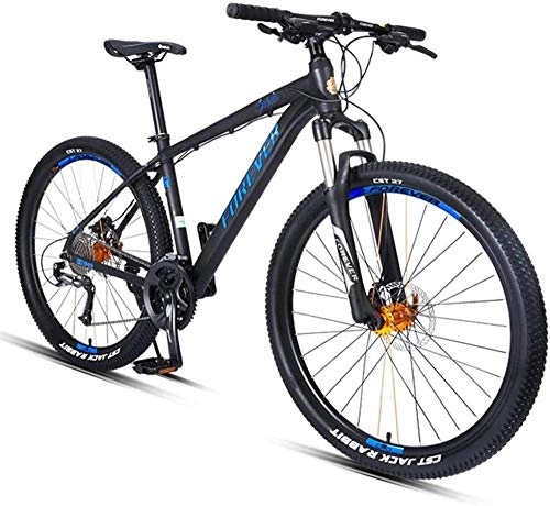 Bicicletas de montaña : GJZM Bicicleta de montaña Bicicleta de montaña rígida de 27, 5 Pulgadas para Adultos, 27 velocidades, Asiento Ajustable con Marco de Aluminio Azul