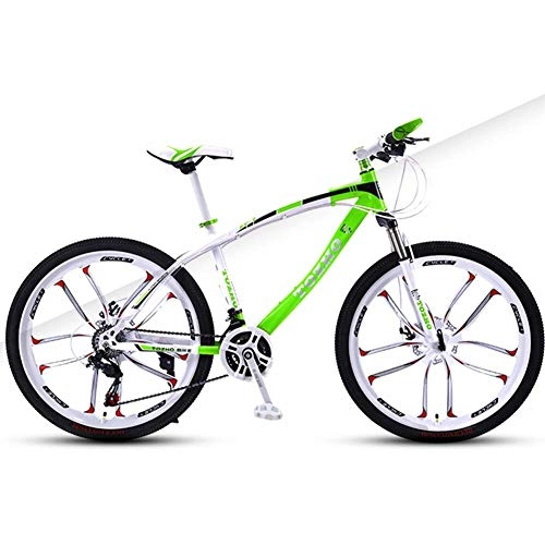Bicicletas de montaña : GQQ Bicicleta de Montaa, Bicicleta de Montaa Todo Terreno de 27 Velocidades Rueda de 26 Pulgadas Bicicleta para Hombre Marco de Acero con Alto Contenido de Carbono Freno de Disco Doble Mtb, Verde