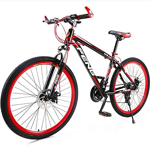 Bicicletas de montaña : GuoEY Bicicleta de montaña de Acero al Carbono de 21 velocidades para el Nuevo Modelo de Bicicleta MTB con Doble Freno de Disco, Bicicleta de montaña Doble de aleacin de Aluminio de 24 / 26 Pulgada