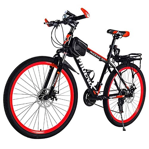 Bicicletas de montaña : GuoEY Bicicleta de montaña de suspensin Completa 24 / 26 Pulgadas Bicicleta de montaña para Adultos de Acero con Alto Contenido de Carbono de 21 velocidades, Bicicleta de Velocidad Variable para ad
