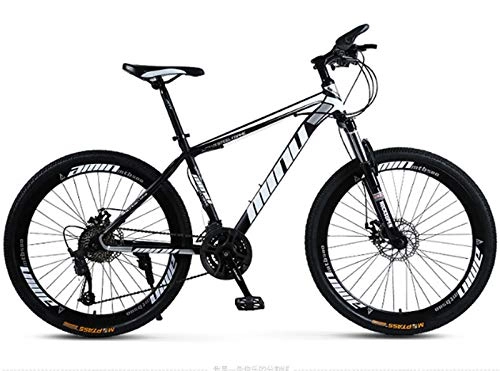 Bicicletas de montaña : H-LML Bicicleta de montaña para adultos, de 26 pulgadas / 24 velocidades, de una sola rueda, de velocidad variable, para hombres y mujeres, de absorción de golpes, color blanco y negro