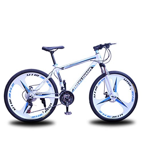 Bicicletas de montaña : HAOHAOWU Bicicleta De Montaa De 24 Velocidades, 26 Pulgadas Ruedas De 3 Radios MTB Suspensin Doble Cuadro De Aleacin De Velocidad Fuera De Carretera Bicicleta De Freno De Doble Disco, Azul