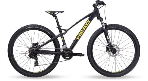 Bicicletas de montaña : HEAD Ridott III Bicicleta de montaña Infantil, Juventud Unisex, Negro Mate / Amarillo, 36 cm