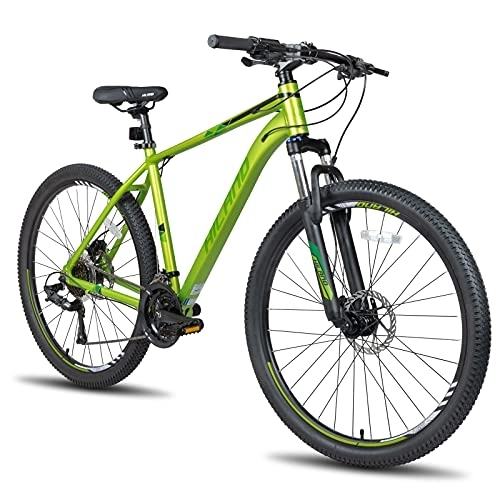 Bicicletas de montaña : Hiland Bicicleta de Montaña 27, 5 Pulgadas 27 Velocidades con Cuadro de Aluminio de 457 mm Bici con Freno de Disco Lock-out y Horquilla de Suspensión Bike Verde…