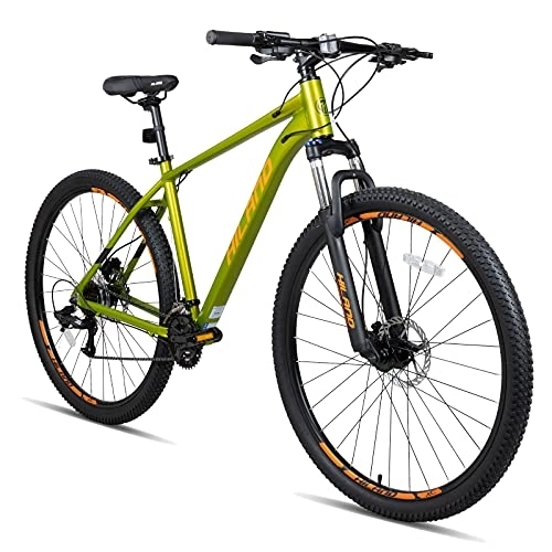 Bicicletas de montaña : Hiland Bicicleta de Montaña 29 Pulgadas 16 Velocidades, Bicicleta con Freno de Disco Hidráulico y Horquilla de Suspensión Lock-out, Bike Negro / Azul / Verde