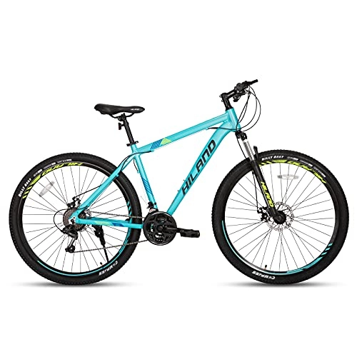 Bicicletas de montaña : Hiland Bicicleta de montaña con Ruedas de radios de 29 Pulgadas, Marco de Aluminio, 21 Marchas, Freno de Disco, Horquilla de suspensión, Color Azul…