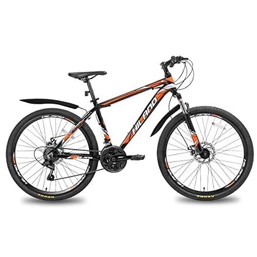 Bicicletas de montaña : Hiland Bicicleta de montaña de 26 pulgadas con marco de aluminio de 17 pulgadas, freno de disco, ruedas multifunción, color naranja