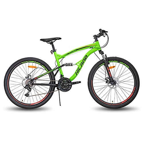 Bicicletas de montaña : Hiland - Bicicleta de montaña de 26 pulgadas, doble suspensión, 21 velocidades, para hombre, 18 pulgadas, multifunción, color negro