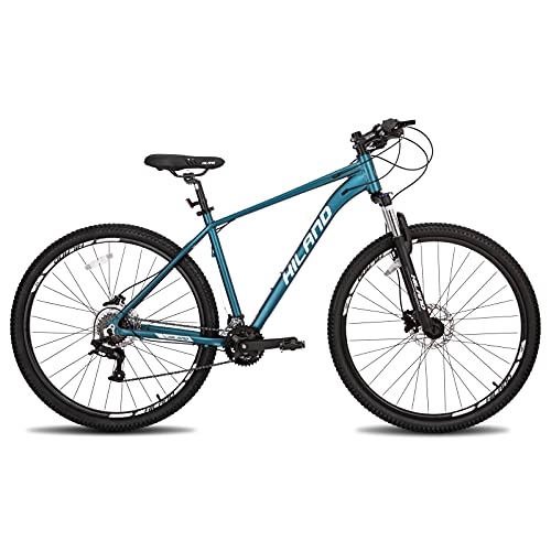 Bicicletas de montaña : Hiland Bicicleta de Montaña de 29 Pulgadas, Frenos de Disco Hidráulicos de 16 Velocidades con Horquilla de Suspensión Lock-out, Color Azul…