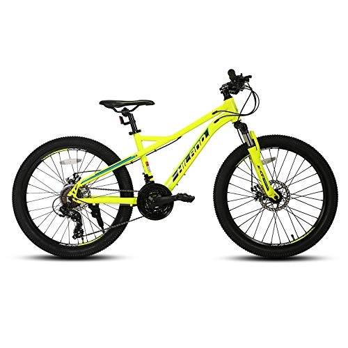 Bicicletas de montaña : Hiland Bicicleta de montaña juvenil de 24 / 26 / 27, 5 pulgadas, 21 velocidades, con horquilla de suspensión, color amarillo