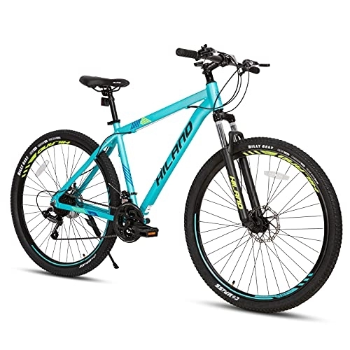 Bicicletas de montaña : Hiland Bicicletas de Montaña 29 Pulgadas Azul Cambio Shimano 21 Velocidades Bicicletas de Hombre y de Mujer con Suspensión Delantera, Disco Mecánico, Cuadro de Aluminio 432 mm…
