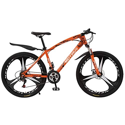 Bicicletas de montaña : Horizoncn Bicicleta de montaña Bicicleta para Adultos, Cuadro de Acero de Alto Carbono, Bicicletas de montaña rgidas Todo Terreno, Orange-26 Inch 24 Speed