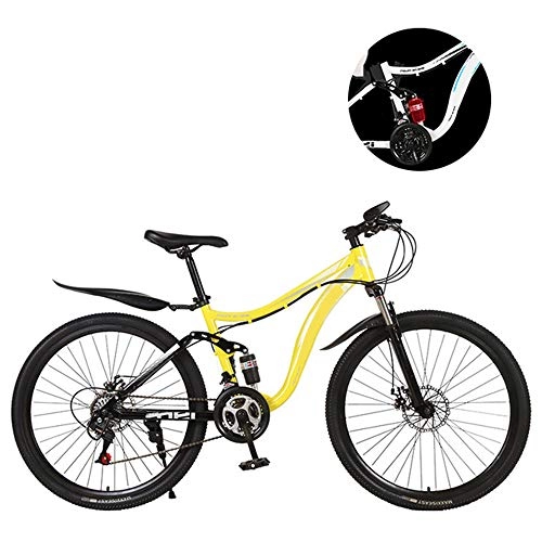 Bicicletas de montaña : HZYYZH - Bicicleta de montaña para adultos, marco duro, 26 pulgadas, bicicleta de ciudad, estudiante, ciclismo, freno de disco mecánico, amarillo, 21 velocidades