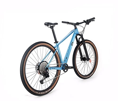 Bicicletas de montaña : ICE Bicicleta de montaña MT10 Cuadro de Fibra de Carbono, Rueda 29', monoplato, 12V (Azul, 15')