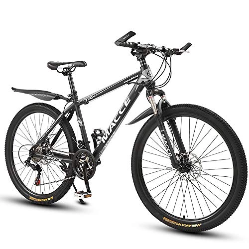 Bicicletas de montaña : JACK'S CAT Mountain Bike de 26 pulgadas MTB, bicicleta de montaña con marco de acero de alto contenido de carbono, bicicleta de montaña de hombre Hardtail de mujer con doble freno de disco, negro