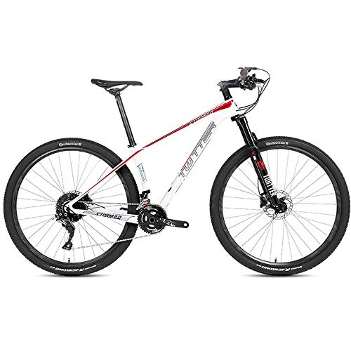 Bicicletas de montaña : JIAOJIAO Bicicleta de montaña de Fibra de Carbono 22 velocidades 33 velocidades conducción Todoterreno 27.5 / 29 Pulgadas Bicicleta de montaña de diámetro de Rueda Grande-Blanco Rojo_15 ''