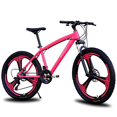 Bicicletas de montaña : JLASD Bicicleta de montaña Mountainbike 26 '' Estructura Ligera de Acero al Carbono 24 / 27 Velocidad del Freno de Disco de Doble suspensión Rosa (Size : 27speed)