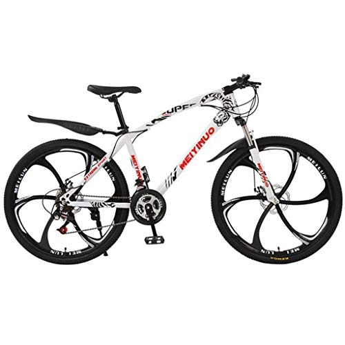 Bicicletas de montaña : JLASD Bicicleta de montaña Mountainbike 26 '' Suspensión de Acero al Carbono de Peso Ligero Marco 21 / 24 / 27 Velocidad del Freno de Disco Completa (Color : White, Size : 27speed)