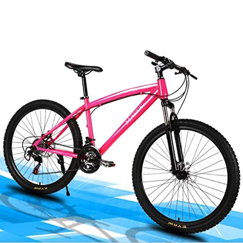Bicicletas de montaña : JLASD Bicicleta Montaña Bicicletas De Montaña Unisex 26 '' Suspensión De Acero Al Carbono De Peso Ligero Bastidor 21 Velocidad del Disco del Freno Delantero (Color : Pink, Size : 24speed)