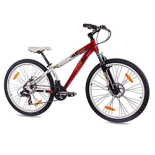Bicicletas de montaña : KCP 26" Dirt Bike Mountain Bike Edge Alloy 21 Speed Shimano White Red - (26 Inch)