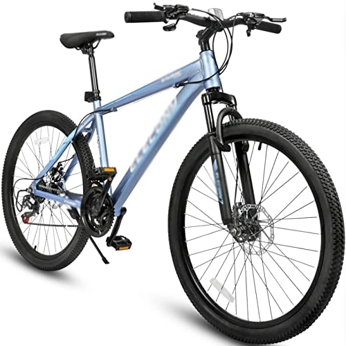 Bicicletas de montaña : KOOKYY Bicicleta de montaña Freno de disco Marco de aluminio Bicicletas de montaña para adultos Protección contra pinchazos Rueda Suspensión Horquilla Bicicleta Stock (Color: Azul)