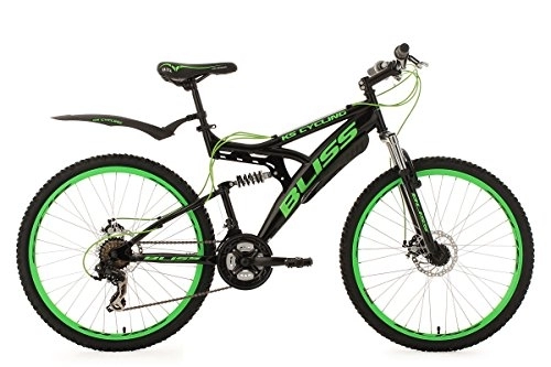 Bicicletas de montaña : KS Cycling Bicicleta de montaña Fully 26" Bliss en Negro y Verde, tamaño 47 cm