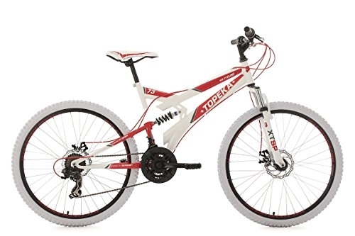 Bicicletas de montaña : KS Cycling Bicicleta de montaña Fully Topeka de 26", Color Blanco y Rojo, Unisex