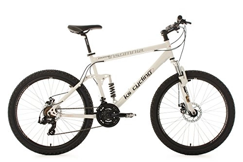 Bicicletas de montaña : KS Cycling Insomnia 101B - Bicicleta de montaña de doble suspensin, color blanco, talla L (173-182 cm), ruedas 26", cuadro 50 cm