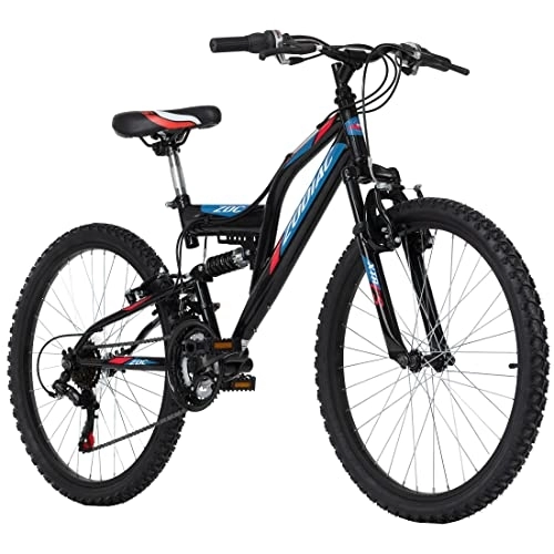 Bicicletas de montaña : KS Cycling Zodiac Bicicleta de montaña Infantil, Altura, Color, Juventud Unisex, Rojo / Negro, 24 Zoll, 38 cm