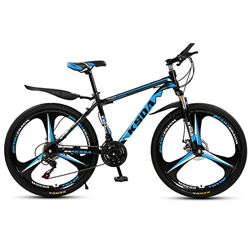 Bicicletas de montaña : KUKU Bicicleta De Montaña De 21 Velocidades, Bicicleta De Montaña De Acero con Alto Contenido De Carbono De 26 Pulgadas, Adecuada para Entusiastas De Los Deportes Y El Ciclismo, Black Blue