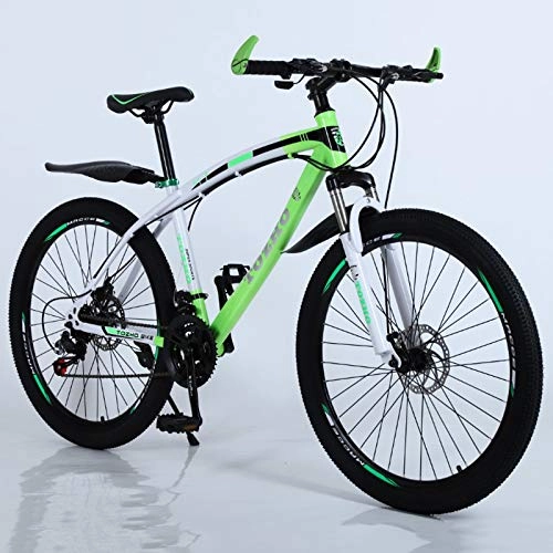 Bicicletas de montaña : KUKU Bicicleta De Montaña De 21 Velocidades, Bicicleta De Montaña De Acero con Alto Contenido De Carbono De 26 Pulgadas, Adecuada para Entusiastas De Los Deportes Y El Ciclismo, White Green
