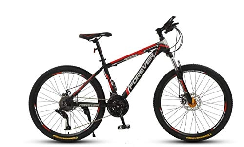 Bicicletas de montaña : KUYT 24 Pulgadas Adulto All Terrain Ultraligera Bicicleta de montaña Doble Freno de Disco Cuadro Acero de Alto Carbono Horquilla absorción de Impactos Entrenamiento de Resistencia, Rojo, Spoke Wheel