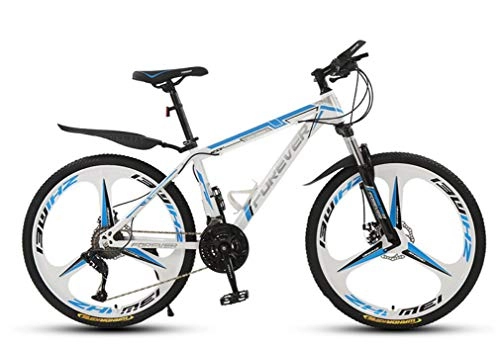 Bicicletas de montaña : KUYT 24 Pulgadas Ultraligera Adulto All Terrain Bicicleta de montaña Doble Freno de Disco Cuadro Acero de Alto Carbono Horquilla absorción de Impactos Integrado Llanta, Blanco, 24 Speed