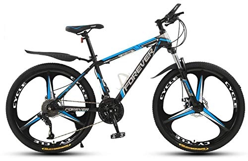Bicicletas de montaña : KUYT 26 Pulgadas Unisex Adulto All Terrain Ultraligera Bicicleta de montaña Doble Freno de Disco Cuadro Acero de Alto Carbono Horquilla absorcin de Impactos, Azul, Cutter Wheel
