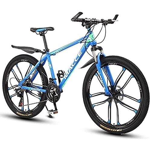 Bicicletas de montaña : LapooH 26 Pulgadas Bicicleta de montaña para Adultos Hombres Mujeres Bicicleta MTB 21 / 24 / 27 velocidades Cuadro Ligero de Acero al Carbono con suspensión Delantera, Azul, 24 Speed