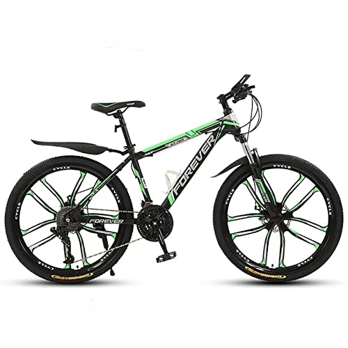 Bicicletas de montaña : LapooH 26 Pulgadas Bicicleta de montaña para Hombres Mujeres Adultos 21 / 24 / 27 / 30 velocidades transmisión Bicicleta de montaña Bicicletas de Acero de Alto Carbono, Verde, 24 Speed