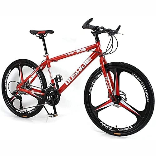 Bicicletas de montaña : LapooH 26 Pulgadas Bicicleta de montaña para Mujeres / Hombres Ligero 21 / 24 / 27 velocidades MTB Adultos Bicicletas Marco de Acero al Carbono suspensión Delantera, Rojo, 21 Speed