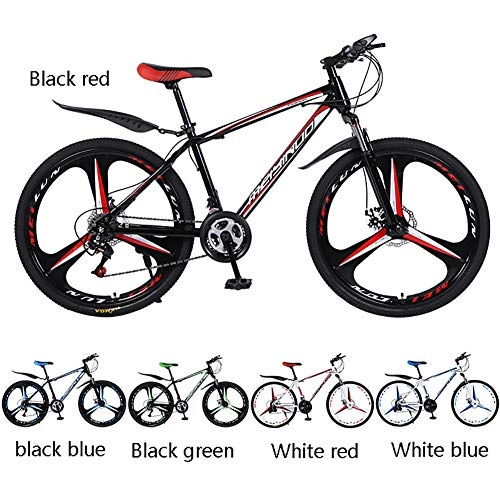 Bicicletas de montaña : Las Bicicletas de montaña 21 velocidades, Velocidad Variable, Todoterreno, Doble absorcin de Impactos para Hombres, Bicicleta al Aire Libre, Adultos, Black Red, 26 Inch 21 Speed