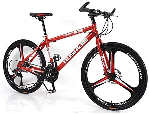 Bicicletas de montaña : LAZNG MTB MTB Unisex Acero de Alto Carbono Marco de 26 Pulgadas de la Bici de 3 radios Ruedas de Bicicleta de los Hombres for una trayectoria, Rastro y montañas (Color : Rojo, tamao : 30 Speed)
